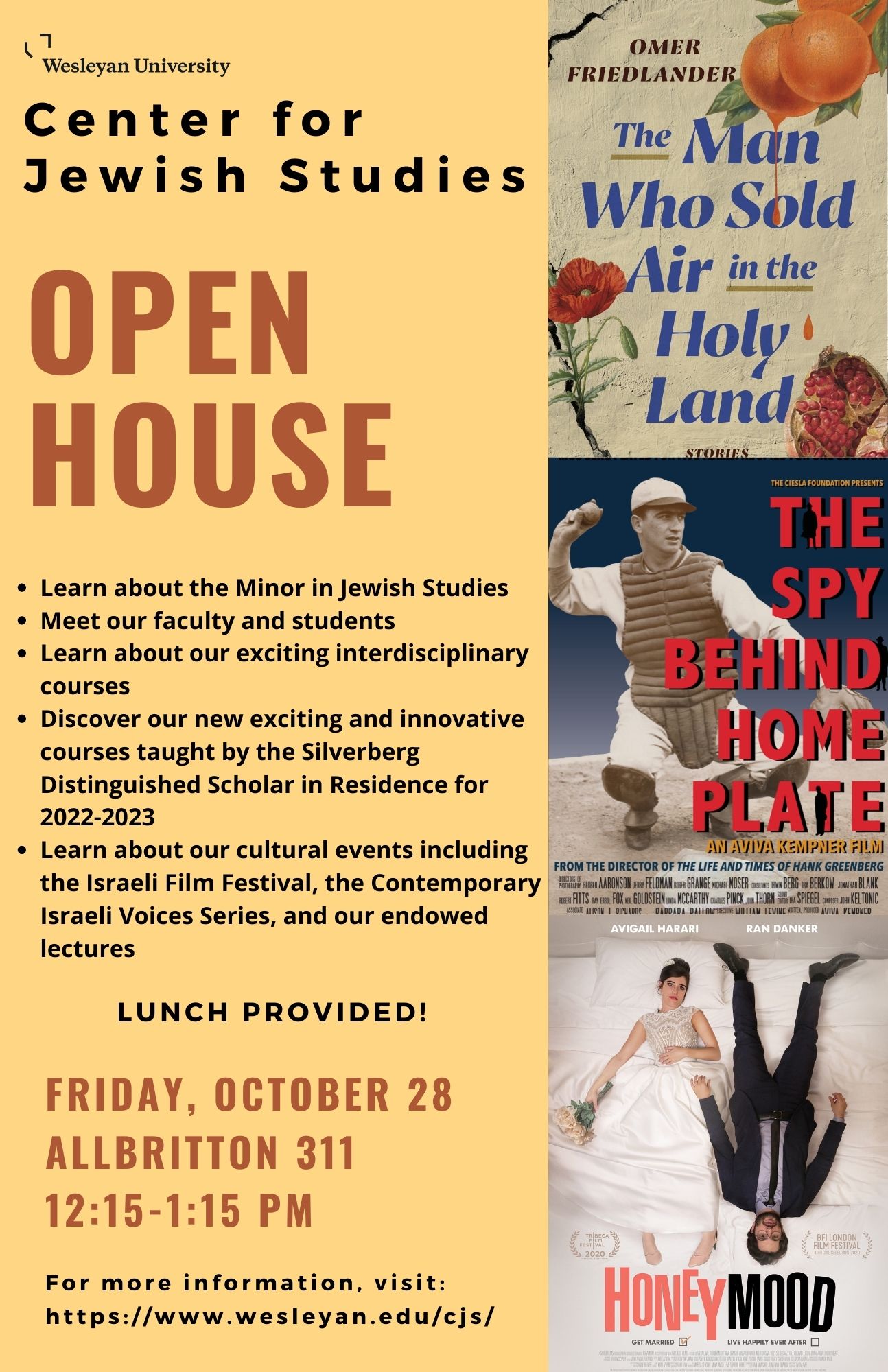 CJS Open House, October 28, 12:15-1:15, Allbritton 311